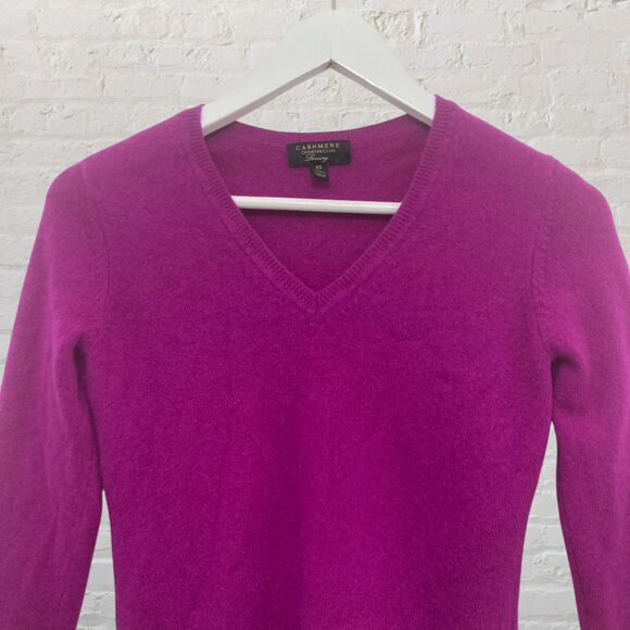 Charter Club Cashmere Sweater Size XS V-Neck Luxury Magenta Pink Purple - Picture 4 of 13